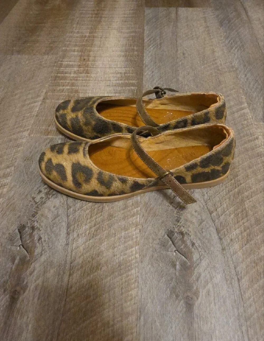 Girls Leopard Print Mary Jane Shoes - Tan and Black